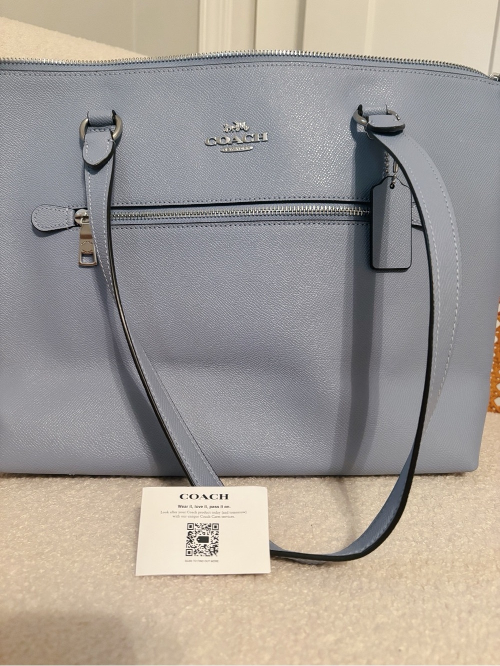 COACH Slate Blue Leather Gallery Tote with Front Zip Pocket - Picture 6 of 6
